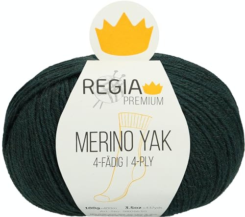 REGIA Premium Merino Yak 9801630-07514 teal meliert Handstrickgarn, Sockengarn, 100g Knäuel