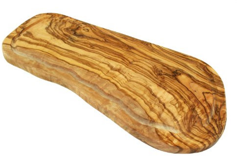 D.O.M. Die Olivenholz Manufaktur D.O.M. Planche à découper ou à Steak en Bois d'olivier avec rainure de jus, env. 40 cm sans Gravure