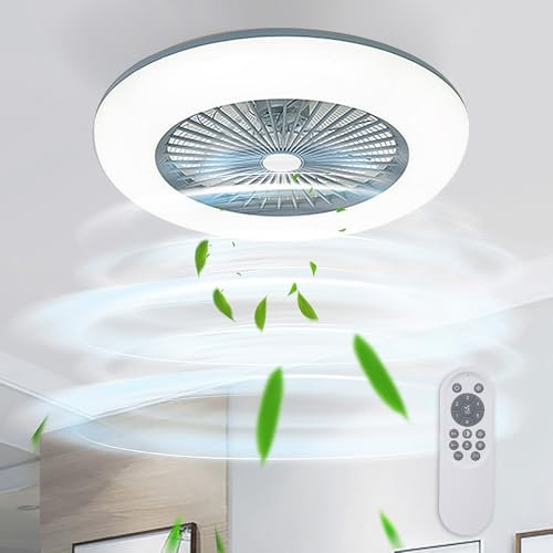 Lixada Deckenventilator mit Beleuchtung LED-Licht Einstellbare Windgeschwindigkeit mit Fernbedienung Ohne Batterie 36W Moderne LED-Deckenleuchte für Schlafzimmer Wohnzimmer Esszimmer,Grau