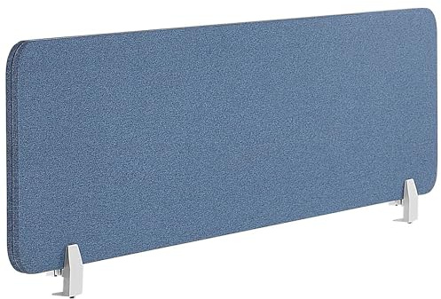 Beliani Schreibtisch Trennwand Akustik Polster blau 160 x 40 cm Schallschutz Wally