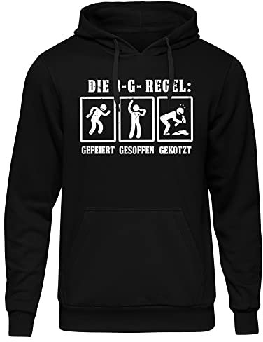 Uglyshirt89 Die 3G Regel Herren Kapuzenpullover| Party Hoodie - Saufen Pullover Herren - Corona Hoodie Lustig - Ungeimpft - Herrentag Pullover | Schwarz (L)