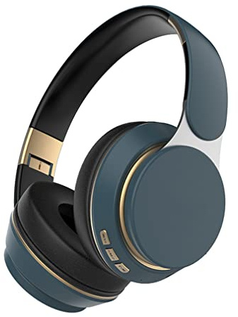 Cuffie Auricolari Wireless Cuffie Bluetooth 5.0, Cuffie Stereo Hi-Fi Pieghevoli Senza Perdita Di Dati Con Microfono, FM, Slot SD/TF, Cancellazione Attiva Del Rumore, 20 Ore Di Riproduzione,Blu