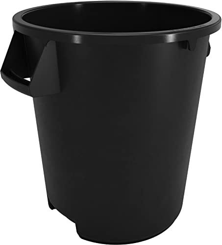 SPARTA Bronco Waste Container Trash Container, Round Trash Bin for Disposal, 10 Gallons, Black, (Pack of 6)