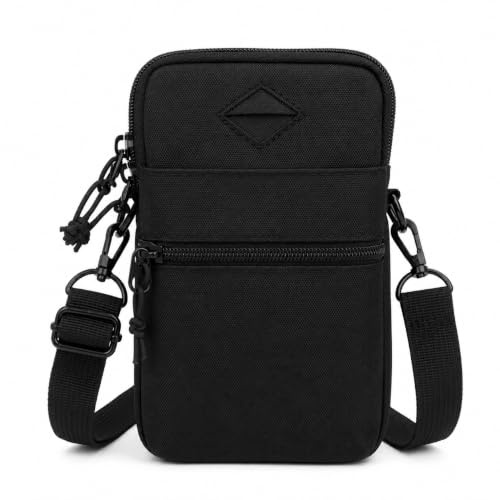 XiRRiX Handytasche zum Umhängen - universal Smartphone Tasche mit Karabiner und Gürtelschlaufe - Gürteltasche Handy für Herren - Holster aus robustem Material - Umhängetasche in schwarz