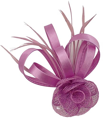 Topkids Accessories Mini Fascinator Hair Clips Small Fascinators Fascinator Flower Hair Clip Wedding Clip Royal Ascot Hat Wedding Corsage On Clip & Brooch Pin For Women, Ladies, Girls (Lilac)