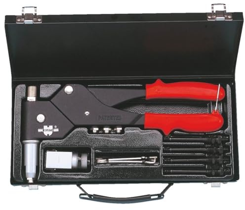 Würth Handnietzange mit 360° drehbarem Kopf Set im Koffer für Popnieten, Blindnieten, Einnietmuttern Nieten 094916