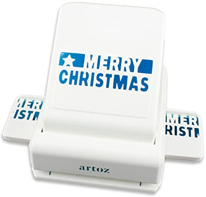 ARTOZ Gränser stansare – text Merry Christmas – 6,4 cm – pappersstansare, hålslag, motivstansare för jul, julinbjudningar, menykort och dekoration, lämplig från 140 g/m² till 250 g/m²