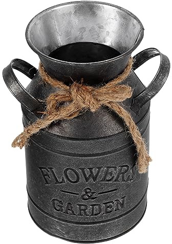 CORHAD Seau à Fleurs Décoratif Vintage en Fer Galvanisé Grand Format Résistant et Stable, Jardinière Rustique pour Bureau et Intérieur, Pot à Composition pour Décoration Maison et Hôtel