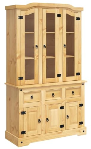 vidaXL Highboard - Spacious Storage with Shelves and Drawers - Solid Pine Wood, Rustic Design - Honey Brown