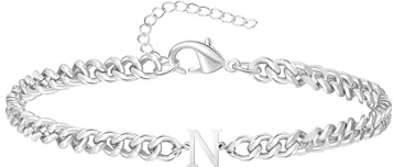 TOLOWOBK Armband Herren mit Buchstaben Edelstahl Panzerkette A-Z | Personalisierte Buchstaben Armbänder in Silber für Männer Jungen als Geschenk zum Schulstart Geburtstag für Sohn Enkel Bruder