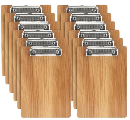A5 Porte-Blocs en Bois,12 Pièces Porte Bloc Planchettes à Pince Avec Clip et Trou de Suspension, Porte-Formulaires