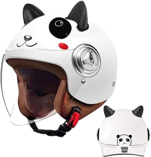 BDBRHFG Demi-Casque De Moto Quatre Saisons pour Enfants, Casque Ouvert Rétro 3/4 pour Jeunes Garçons Et Filles, Demi-Casque Vespa Électrique Vintage Certifié Dot/ECE E,48-55cm