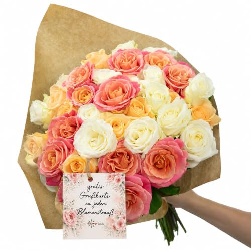 Blumenstrauß 'Pastel Poetry' - 40 Stiele - Stiellänge ca. 50 cm - Strauß frischer Rosen