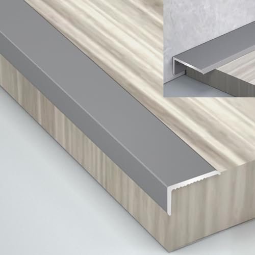 Tira de Umbral Protector de Bordes de Aleación de Aluminio para Pisos de Madera Dura, Media de Borde de Nevada de 1/2 Pulgada de Ancho, Tira de Banda de Rodadura de Piso de Vinilo en Forma de L ( Colo