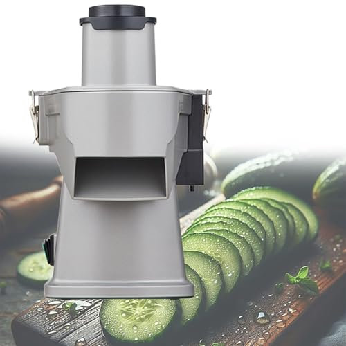 Cortadora de Verduras Eléctrica, Cortador de Alimentos Multifuncional 4 en 1, Picadora de Verduras de 200 W para Rebanar, Triturar, Cortar en Cubitos y Rajar, para Uso Comercial y Doméstico
