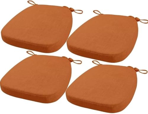 Juego de 6/4 Cojines de Silla de jardín,Cojines para Silla con Cintas de Sujeción, para Interior y Exterior de Comedor, Oficina, Escuela, Patio, bistró y Terraza.(H12,4PCS_40X38X33CM(3CM Dicke))