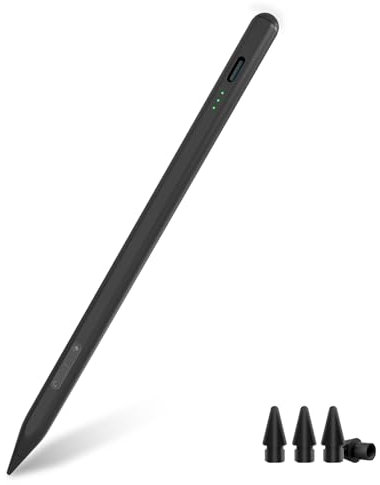 Black Stylus Pen for iPad Pro Air Mini 2018-26, Palm Rejection Fast Charge