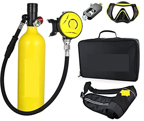 KOROBIE Tauchflasche für Taucher Tragbare Sauerstoffflasche for Tauchen Mit 1 L Fassungsvermögen Tauchausrüstung für Tauchflaschen(Blackhead in Yellow Bottle)