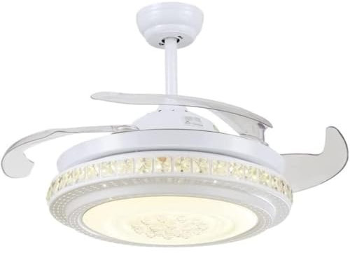 Ventilador Lámparas Ventilador de Techo con luz Ventilador De Techo De 42 , Luz De Ventilador De Techo De Cristal, Ventilador Retráctil De Velocidad Variable Con Luz De Ventilador Retráctil Silencios