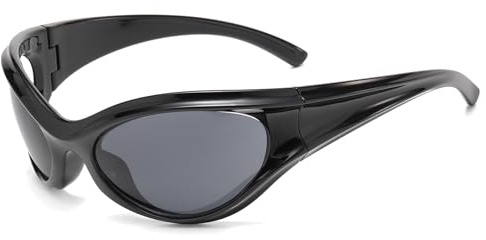 LJCZKA y2k Oversized Wrap Around Sunglasses for Men Women UV400 Protection | Vintage Oval Shades Trendy Sports for Cycling Driving Outdoor