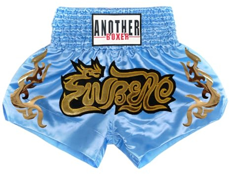 renvena Bambini Unisex Pantaloncini da Boxe per Arti Marziali MMA Pantalone Corto Sportivo Pantaloncini con Spacco Laterale per Muay Thai Kickboxing Fighting Azzurro 8-12 Anni