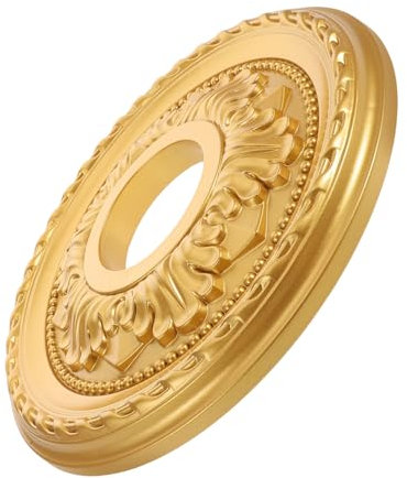 Warmhm Gold Small Round Ceiling Medallion PVC Decorative Ceiling Fan Cover Plate for Living Room Bedroom Home Lighting Fixture
