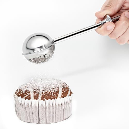 Powdered Sugar Shaker Duster Flour Dispenser Shaker with 18/8 Stainless Steel Spring-operated Handle for Sugar Flour and Spices XVBITOR