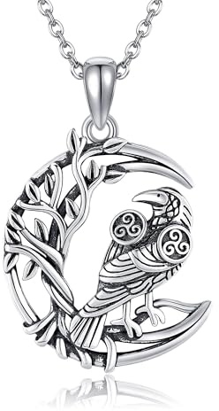 ONEFINITY Raben Anhänger mit Baum des Lebens - Gotische Krähen Schmuck in 925 Sterling Silber für Damen und Herren