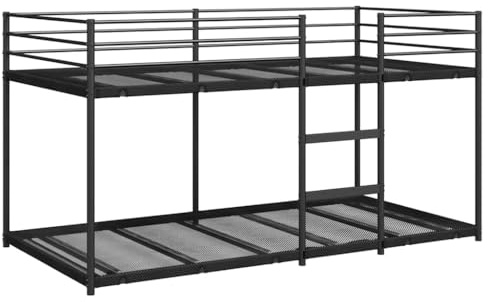 vidaXL Våningssäng utan madrass svart 90x200 cm stål