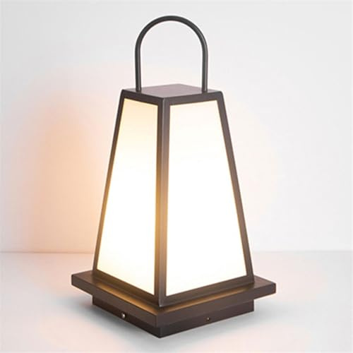 YGZPALH. Outdoor Floor Lamp Unique Column Lantern with Acrylic Shade Matte Black Post Light Fixture with Aluminum Housing Simple Exterior Post Lamp for Driveway, Garden Backyard and Porch