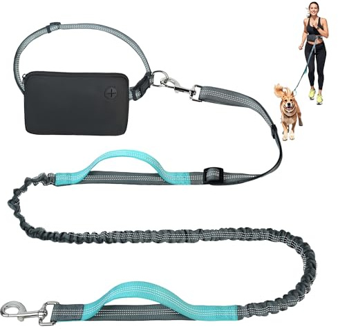 Fida 3-in-1 Hands Free Dog Leash with Zipper Pouch, Bungee & Reflective Straps – Adjustable 5-8ft Crossbody/Waist Running Leash for Dogs, Detachable Traffic Handle for Safe Walking & Jogging