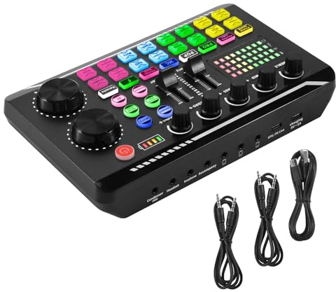 Asyduey Carte Son Externe en Direct, Changeur de Voix Bluetooth 5.0, 16 Types D'Effets Sonores, MéLangeur 6 Modes pour TéLéPhones, PC, Tablettes