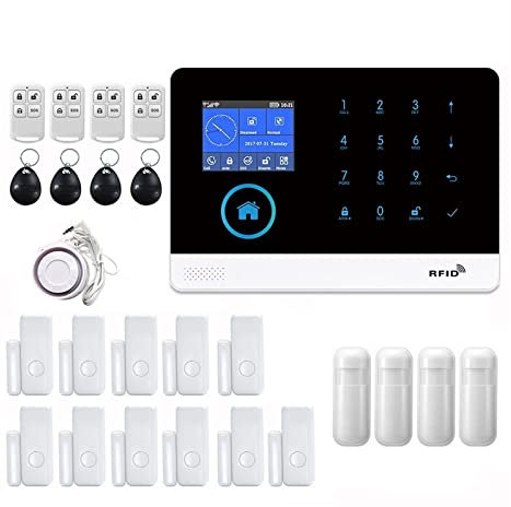 Système d'alarme de sécurité à domicile, Système d'alarme de sécurité domestique GSM alarme interphone télécommande numérotation automatique 433 MHz détecteurs Tuya APP contrôle pour la maison, l'appa