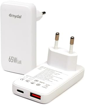 65W GaN Ladegerät USB-C Dual-Port Schnellladegerät mit PD 3.0 & QC 4.0 Weiß | Kompatibel mit iPhone 16/15/14/13/12, iPad, Samsung Galaxy S24/S23, MacBook Pro/Air, Pixel