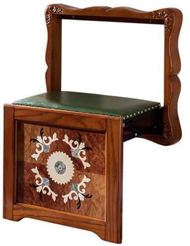 Sedie pieghevoli per montaggio a parete in legno massello, seduta invisibile pieghevole,sgabello fasciatoio salvaspazio for ingresso, veranda, camera da letto, poggiapiedi nascosto(Cherry wood)