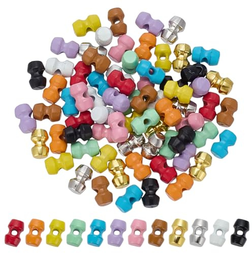 FINGERINSPIRE 72 Stück 1 Loch Mini Hupenknöpfe Aus Legierung 6x4mm 12 Farben Winziger Näh Knebelknopf Hornförmiger Knebelknopf Aus Legierung Mäntelknöpfe Ersatz Für Kleidung Nähen DIY Handwerk