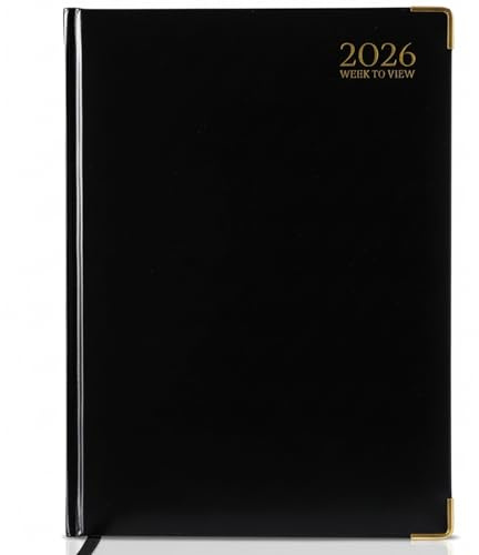 G4GADGET A4 2026 Week to View Black Diary Gilt Edges Hardback