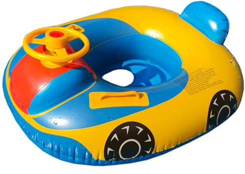 Lawnrden Baby Inflatable Pool Float Swimming Float Boat with Steering Wheel Horn for Kids ToddlersInflatable Ride-ons Swimming Pool Toys with 2 Handles for 0-4 Years, within 33lbs Girls Boys
