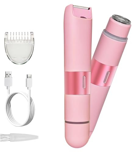 Recortadora de bikini para mujer, maquinilla de afeitar eléctrica de doble cabeza, recortadora de vello púbico con IPX4 impermeable y fácil de limpiar, recargable, sin dolor, Silk Glide Pro para