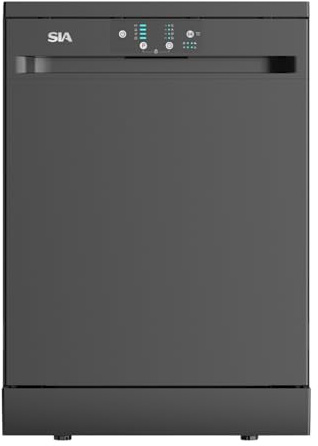 SIA SFSD604BL Freestanding Dishwasher, Full-Size 60cm Width, 14 Place Settings, Delay Start, 4 Programs, 29 Minute Quick Wash, Black