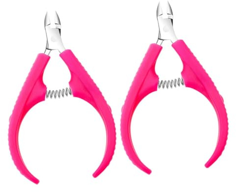 Veemoon 2 pezzi Cuticle Nipper in Acciaio Inossidabile con Impugnatura Ergonomica Antiscivolo per Manicure e Pedicure Strumento per Pulizia Cuticole Casa e Salone
