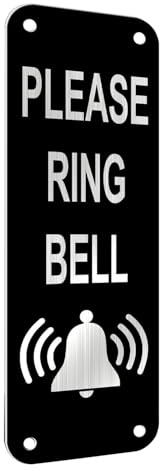 Verazquy 1Pc Please Rings The Bell Sign Ring Doorbell Sticker Sign Door Personalized Self-Adhesive Printed Metal Aluminium Plaque 5x15cm for Easy Mounting on Door or Wall