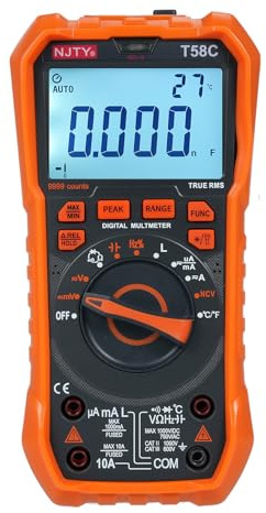 Telituny NJTY T58D multimètre numérique 60000 points Multimetro AC/DC compteur de tension capacité outils d'électricien professionnel (T58C)