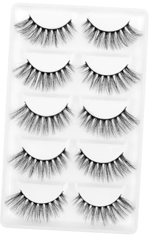 HONITANO 5 pares Pestañas Postizas Negras Volumen Espeso Artificiales Ligeras para Mujer Maquillaje Profesional