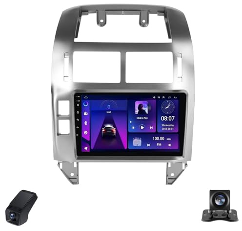 Double Din Car Radio 2K Touchscreen for Volkswagen Polo Mk4 2001-2009 Car Stereo Multimedia Player/CarPlay/Android Auto/Bluetooth/GPS/FM/AM/RDS/DSP/5WIFI/4GLTE/Rear View Cam/ADAS DVR(C30Pro)
