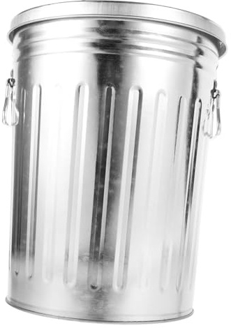DIYEAH Cubo de Basura Metálico Redondo con Tapa Papelera Exterior Elegante y Resistente para Jardín y Hogar Contenedor de Residuos Reciclables Diseño Minimalista y Moderno