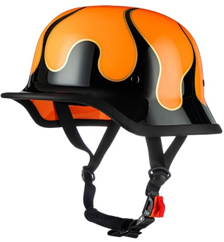 Caschi Moto Retrò Stile Tedesco A Mezza Calotta Approvato DOTECE Mezzo Casco Con Fibbia A Sgancio Rapido Regolabile Aperto Casco Per Uomini E Donne Adulti Caschi Scodella C,XXL:63-64CM