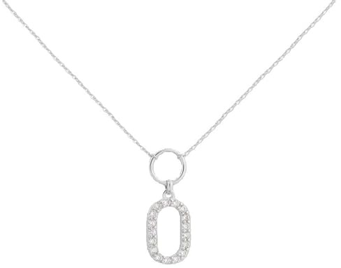 CHIGUAGUA Silverhalsband med ovala zirkoniumhänge, kedja 40 + 5 cm, elegant design, kristaller 1,5 mm, berlock 13 x 8 mm