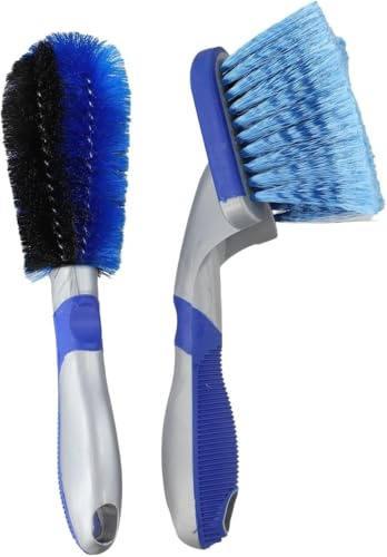 Himank Car Wheel Brush, Easy Reach Rim Tire Detail Brush Alloy Wheel Brushes Soft & No-Scratch Tyre Brushes with Hook Sticker for Home Car Trucks Motorcycles Bicycles Tires Rims Cleaning (2 Pcs)