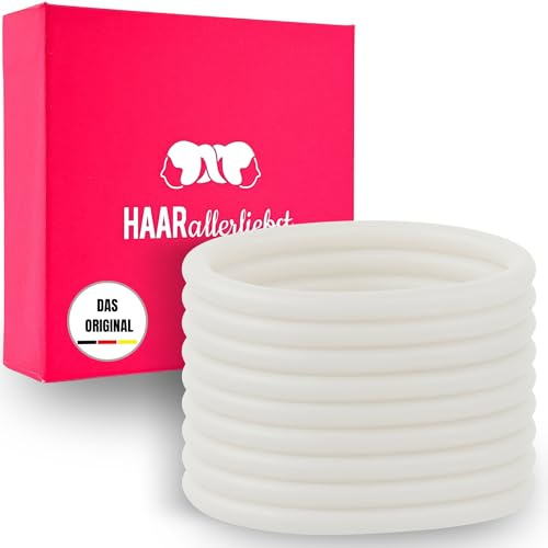 HAARallerliebst® unisex Silikon Haargummis 9 Stück - Premium Haargummi Zopfgummi transparent ultra starker Halt - Männer Herren Damen Mädchen - Sport Hair ties - Haarschmuck inkl. Box zur Aufbewahrung